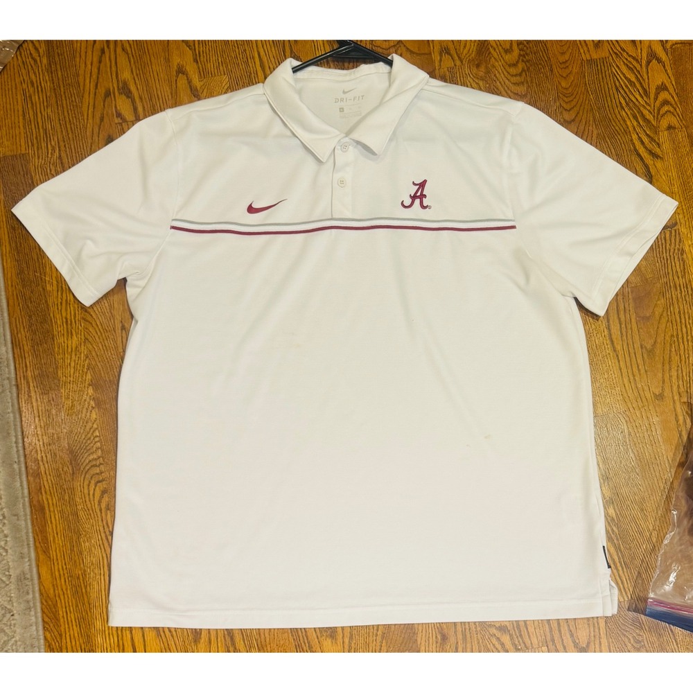 Nike Alabama Crimson Tide Dri-FIT Stripe Polo White Men's XL